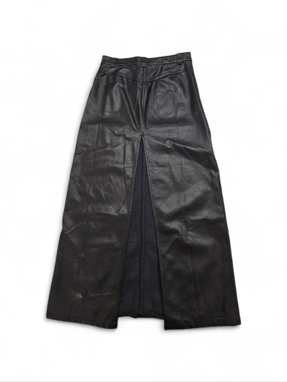 Free People City Slicker Faux Leather Maxi Skirt With Back Slit Sz 2